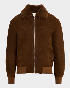 Men's Suede Shearling Bomber Jacket