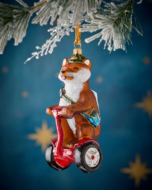 Fox on Scooter Christmas Ornament