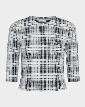 Plaid Elbow-Sleeve Top