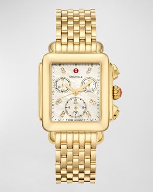 Deco Gold-Tone Diamond Dial Watch