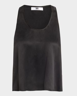 Tulip-Back Washable Silk Tank & Shorts Set