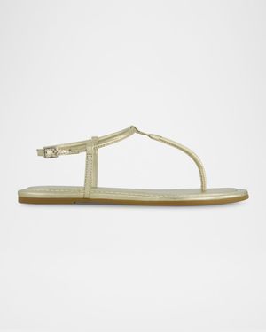 Hercu Metallic Ankle-Strap Flat Sandals