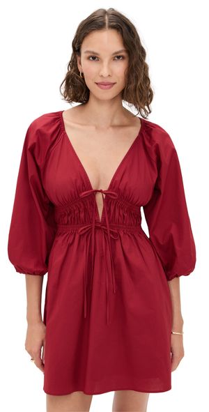 WAYF Leighton Mini Dress Crimson XS