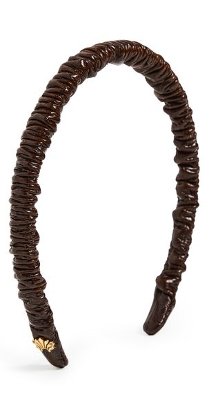 Lele Sadoughi Jessie Faux Leather Headband Espresso One Size
