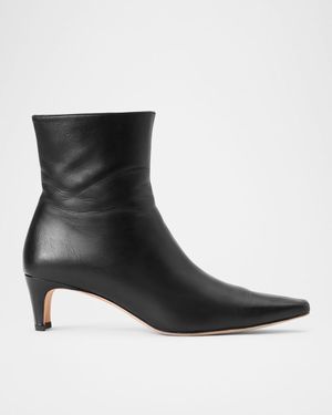 Wally Leather Square-Toe Ankle Booties