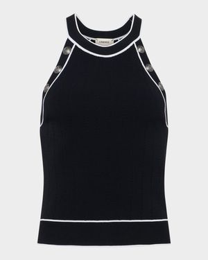 Rosemary High-Neck Button Tank Top