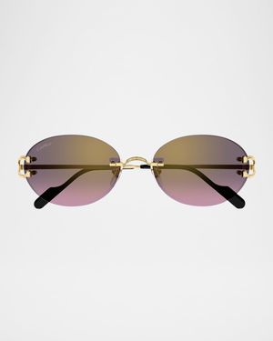 Rimless Metal Round Sunglasses