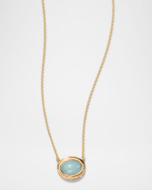 18K Yellow Gold Aurora Crescent Pendant with Diamonds and Aquamarine