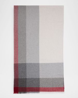 Men's Uneven Plaid Wool-Cashmere Scarf