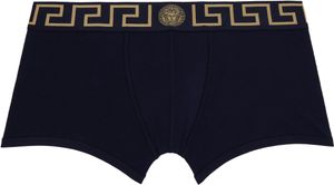Versace Underwear Boxer bleu marine à bordure à motif Greca