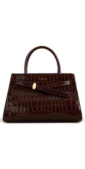 Veronica Beard Croc Embossed Veronica Beard Dash Bag Chestnut One Size
