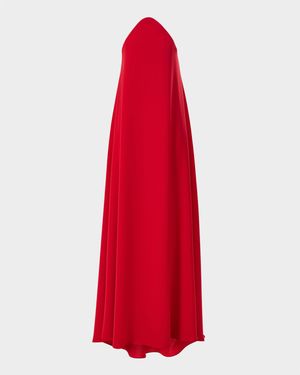 Strapless Curved Neckline Fluid Gown