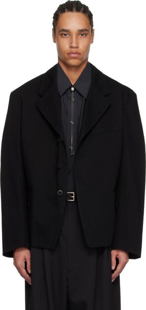 LEMAIRE Black Single-Breasted Tailored Workwear Blazer