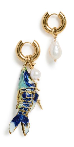 Martha Calvo Barrier Earrings Blue/Gold One Size