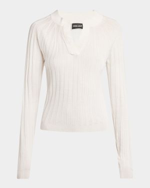 Ribbed Cashmere Silk Top