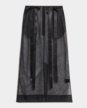 Ribbon Bow Sheer Pencil Skirt