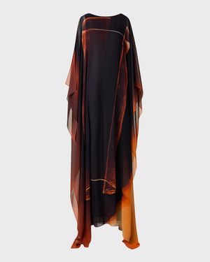Silk Georgette Tube Print Caftan Gown