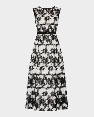 Paloma Two-Tone Lace Midi Dress