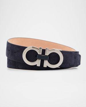 Men's Gancini Adjustable Suede Belt
