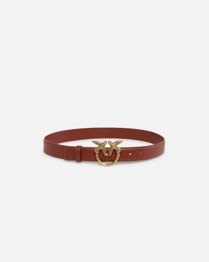 Pinko - Ceinture love birds en cuir 3cm - Taille 105 - Doré