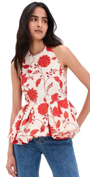 Tanya Taylor Celeste Top CREAM/TOMATO 6