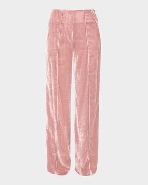 Fiona Velvet Straight-Leg Trousers