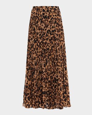 Torin Leopard Pleated Maxi Skirt
