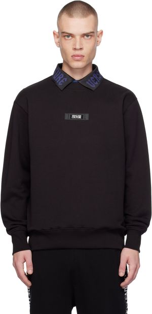 Versace Jeans Couture Pull molletonné noir à coupe classique et à écusson à logo