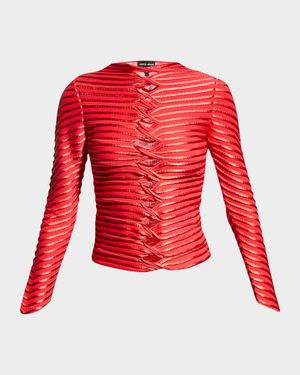 Striped Twist-Cutout Top