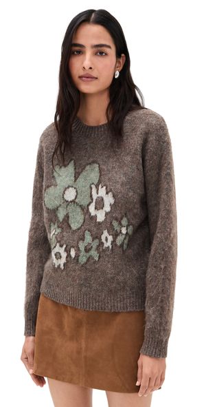ASTR the Label Conetta Sweater Brown Green Floral M