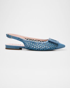 Gommettine Raffia Buckle Slingback Ballerina Flats