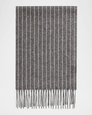 Men's Lizard Cashmere and Silk Solid To Pinstripe Scarf