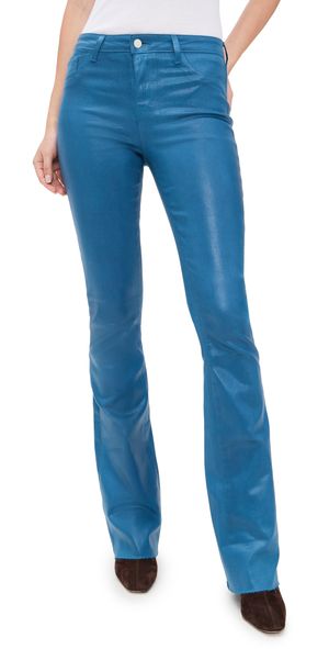 L'AGENCE Ruth Raw Hem Straight Jeans Stone Blue Coated 27