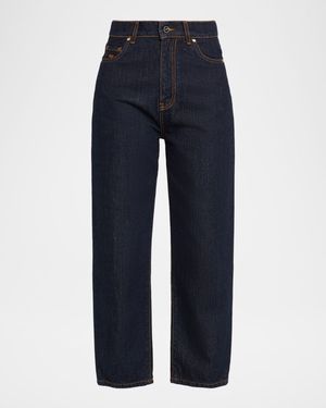 Straight-Leg Ankle Denim Trousers