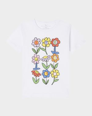Girl's Stella Lettering Flowers Short-Sleeve T-Shirt, Size 4-8