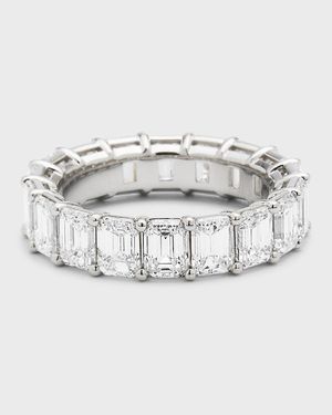 Platinum Emerald-Cut FG/VS Diamond Eternity Band, Size 6.75, 7.2tcw