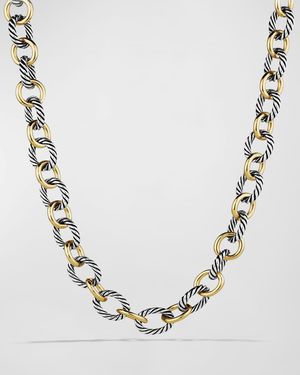 Large Sterling Silver & 18K Gold Oval Link Necklace, 18.25"L