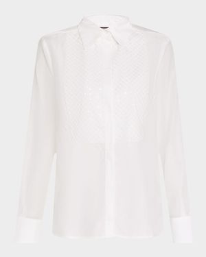 Embroidered Sequin Bib Shirt