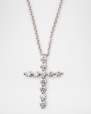 18K White Gold Diamond Cross Pendant, 0.33tcw