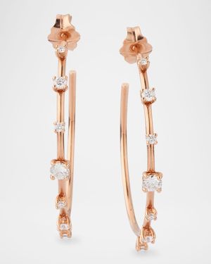 14K Solo Diamond Hoop Earrings, 30mm