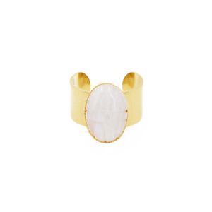 Nilai - Bague plaqué or scarabée - Taille Unique - Marron