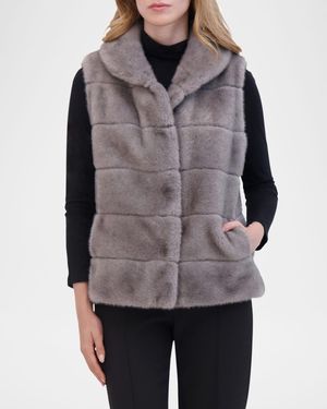Horizontal Mink-Like Faux Fur Vest