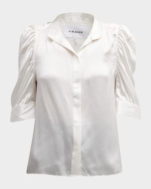 Gillian Silk Ruched Sleeve Top