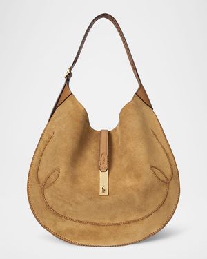 Polo ID Medium Whipstitch Suede Shoulder Bag