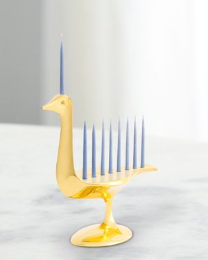 Brass Bird Hanukkah Menorah