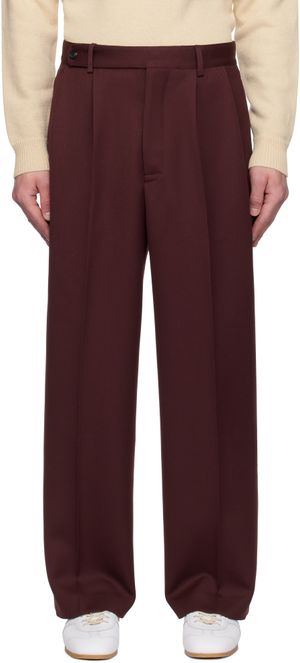 Bode Pantalon bourgogne en sergé à rayures