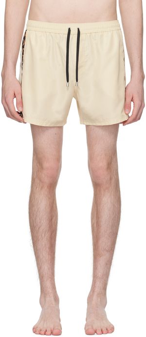 Balmain Off-White Embroidered Swim Shorts