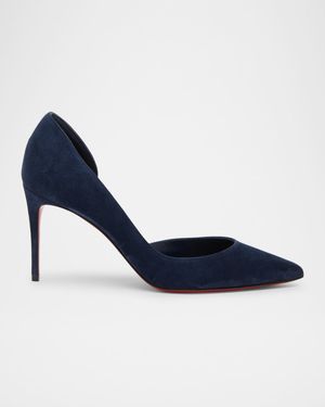 85mm Iriza Suede Half-d'Orsay Pumps