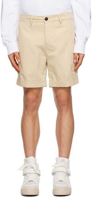 AMI Paris Short beige à revers roulés