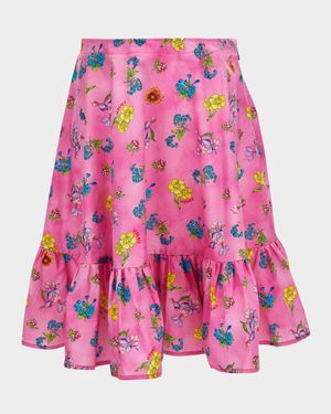 Girl's Flights Floral Ruffled-Hem Skirt, Size 6-14